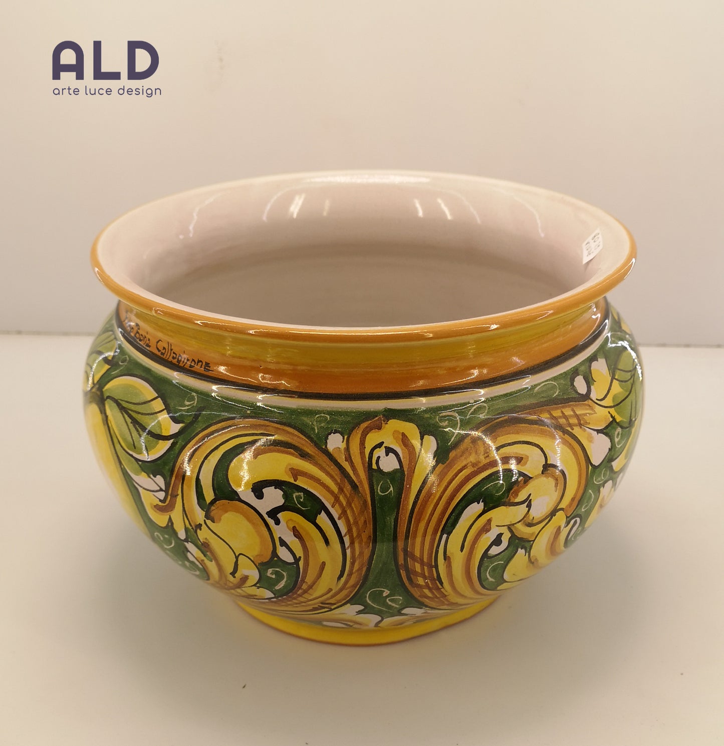 Vaso porta piante in ceramica di Caltagirone cachepot con limoni da giardino