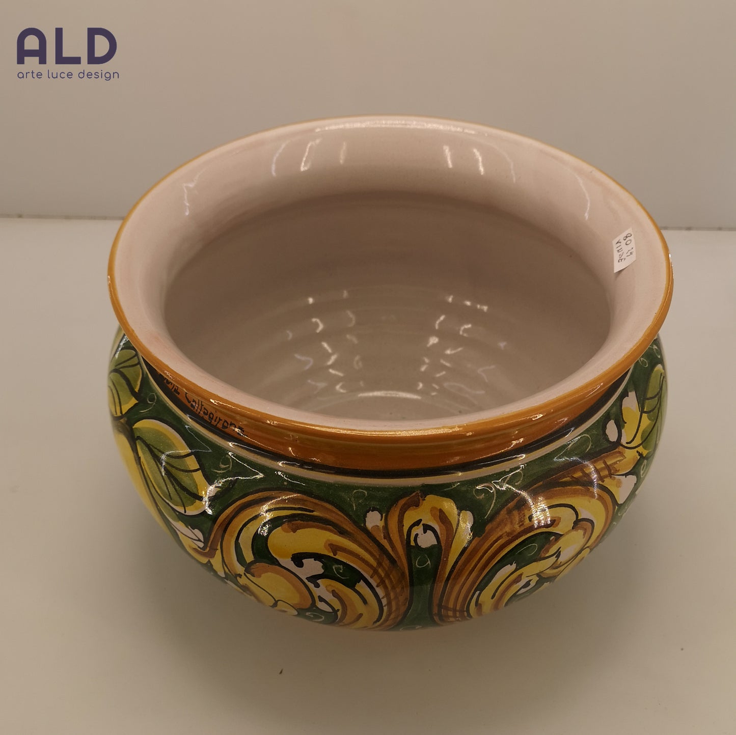 Vaso porta piante in ceramica di Caltagirone cachepot con limoni da giardino