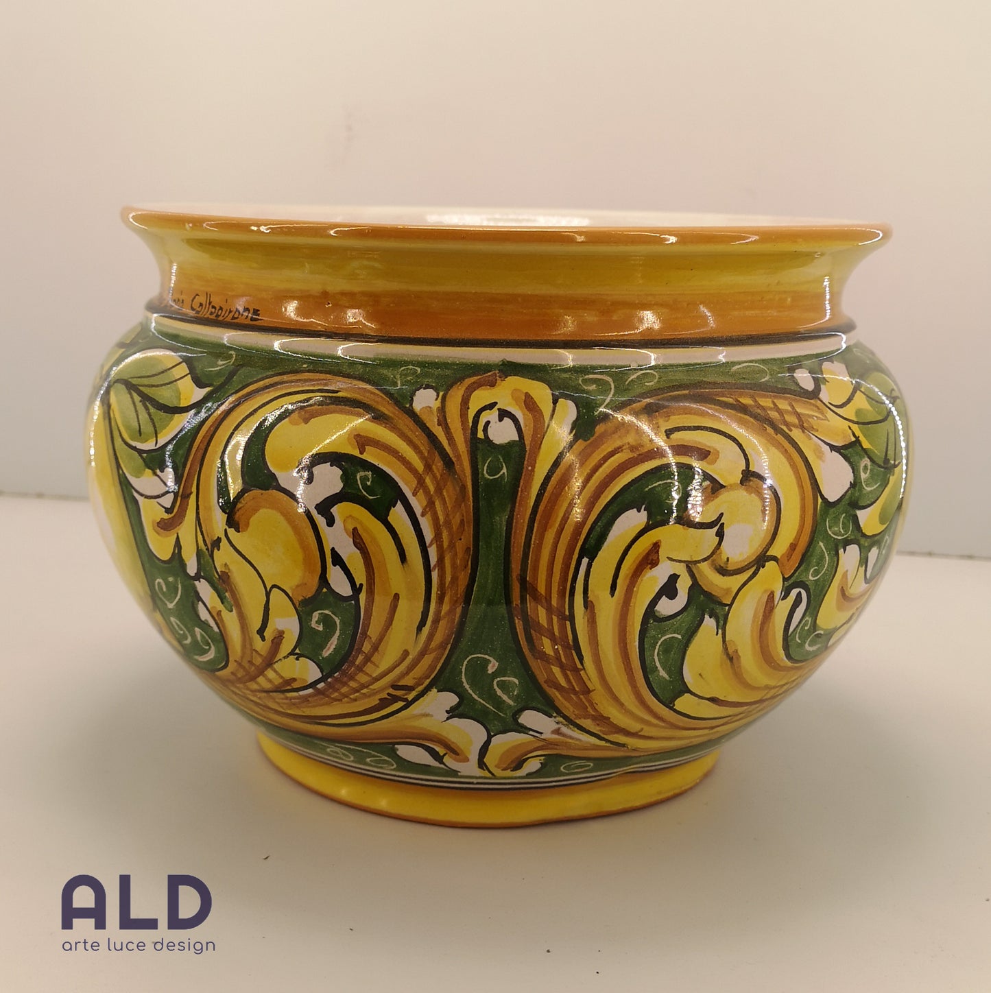 Vaso porta piante in ceramica di Caltagirone cachepot con limoni da giardino