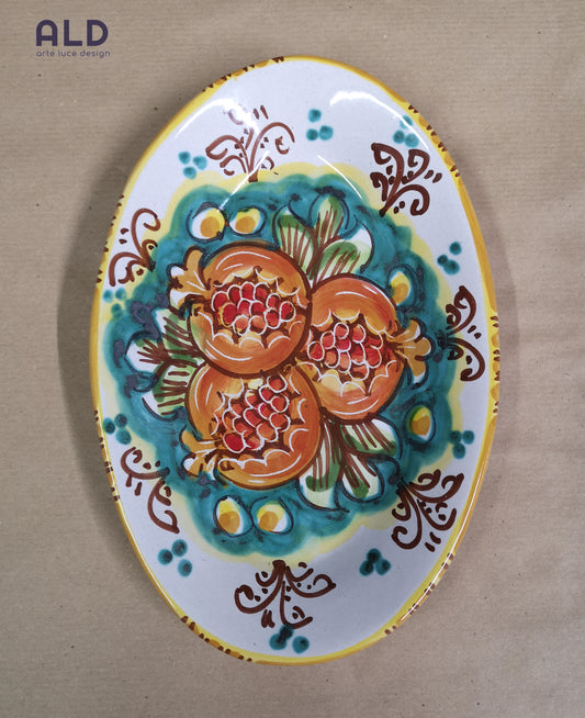 Piatto ovale in ceramica Caltagirone soprammobile decorazione frutta da cucina