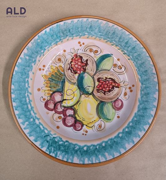 Piatto in ceramica di Caltagirone soprammobile decorazione frutta da cucina ø 22cm