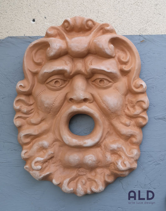 Decorazione da fontana maschera Barocco in terracotta fregio murale da parete