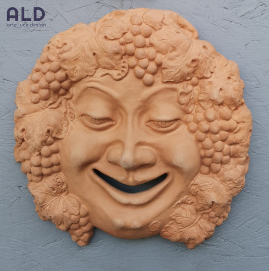 Bacco dio del vino in terracotta fregio da parete decorazione da interno esterno