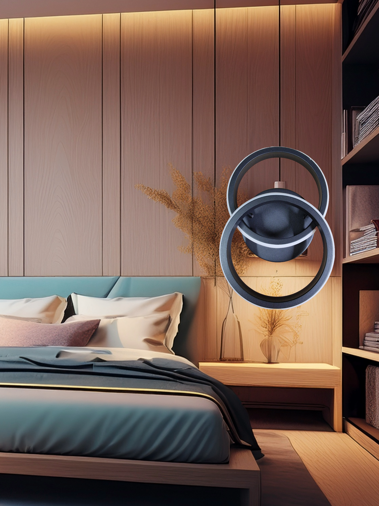 Applique led nero lampada da parete doppia emissione di luce 18w 3 tonalità luce