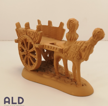 Carretto siciliano soprammobile in terracotta rossa grezza decorazione fai da te
