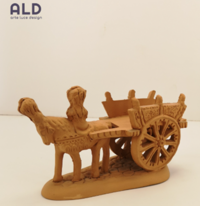 Carretto siciliano soprammobile in terracotta rossa grezza decorazione fai da te