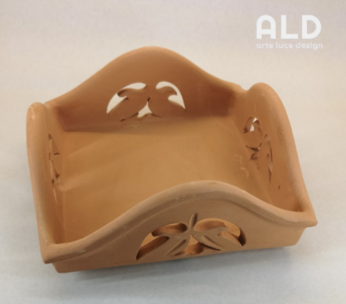 Portatovaglioli in terracotta grezza porta tovaglioli da cucina con decori
