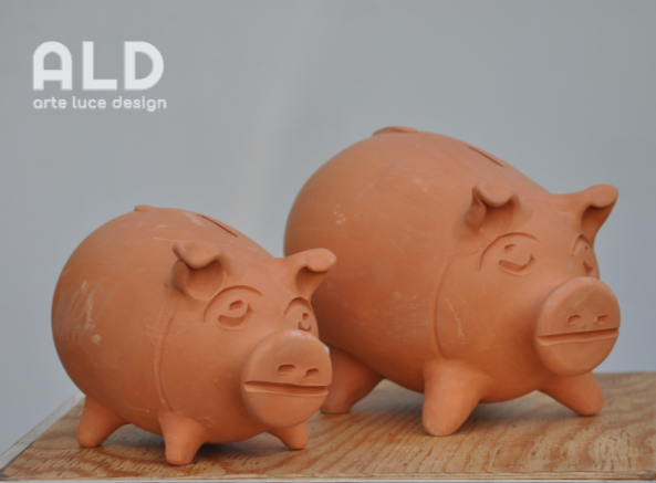 Salvadanaio terracotta maialino piccolo medio grande porcellino portamonete