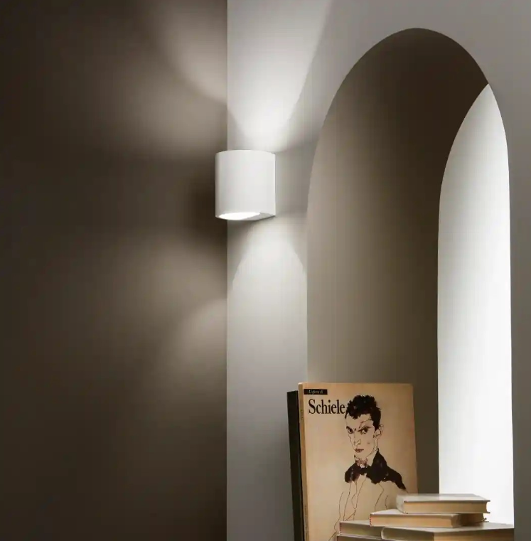 Applique da parete in gesso verniciabile da interno doppia emissione luce 1xG9