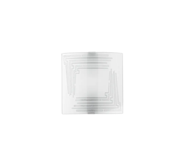Applique quadrato moderno da parete in vetro bianco e decoro argento 1xE27