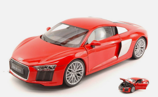modellino auto scala 1/18 Audi R8 V10 rosso arancio modellini della welly