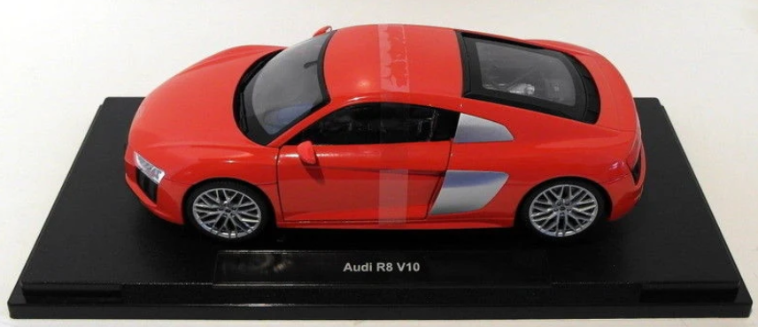 modellino auto scala 1/18 Audi R8 V10 rosso arancio modellini della welly