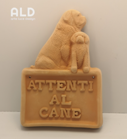 ATTENTI AL CANE in terracotta siciliana avviso da parete decorazione da muro