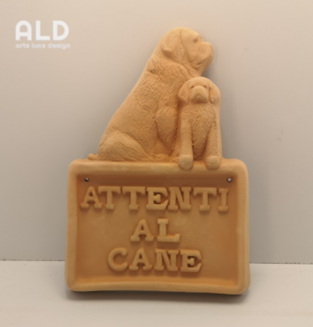 ATTENTI AL CANE in terracotta siciliana avviso da parete decorazione da muro