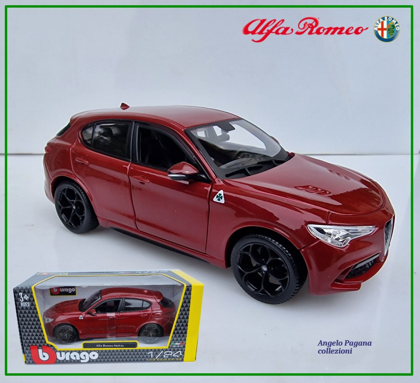 auto modellino 1:24 alfa romeo Stelvio quadrifoglio bburago modello statico 1/24