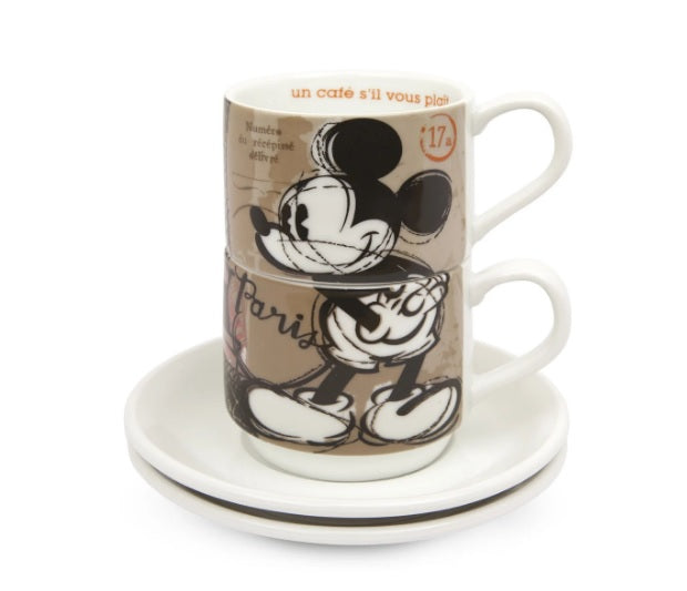 Set tazzine caffè impilabili in ceramica Walt Disney topolino collezione Egan