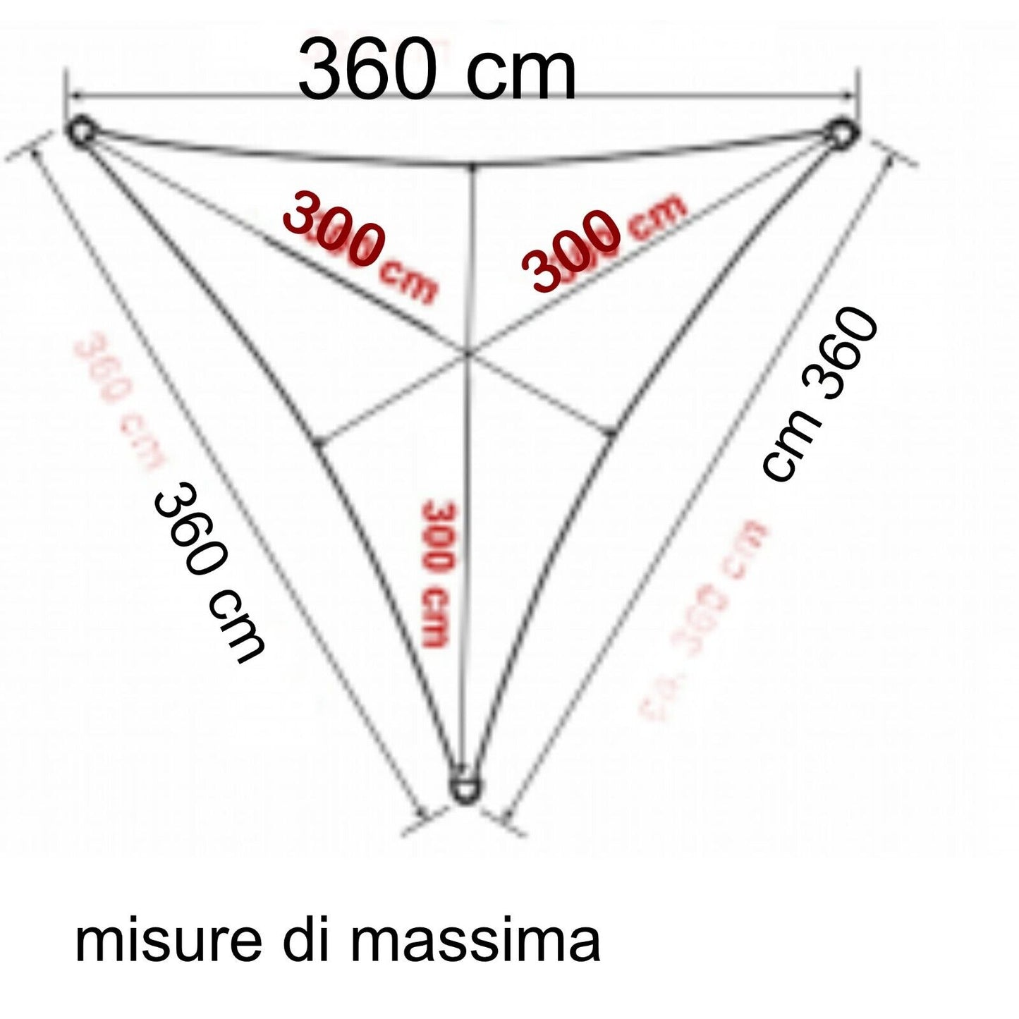 vela telo tenda ombreggiante teli gazebo triangolare da giardino patio 3,6x3,6 m