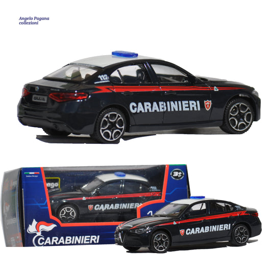 modellino auto 1:43 alfa romeo giulia dei carabinieri modellini burago diecast