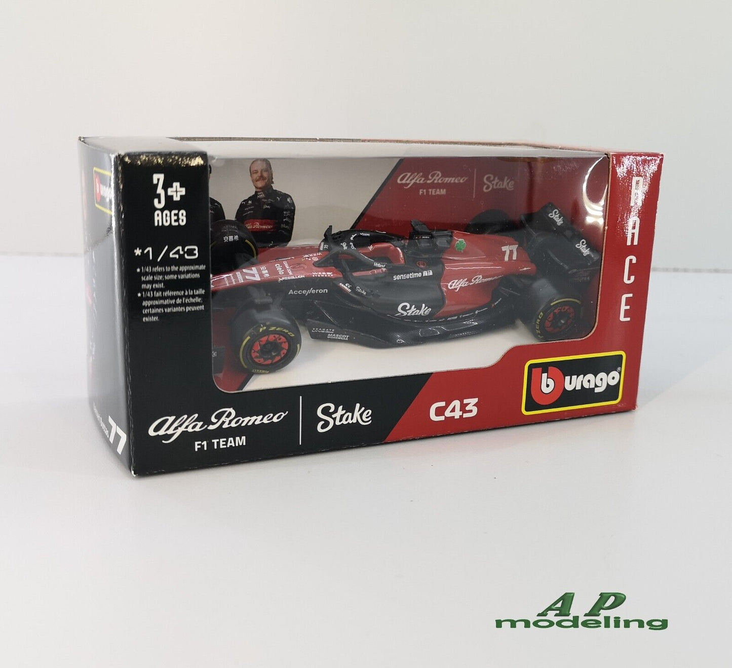 modellino auto 1:43 da formula 1 alfa romeo f1 team c43 n 77 valtteri bottas