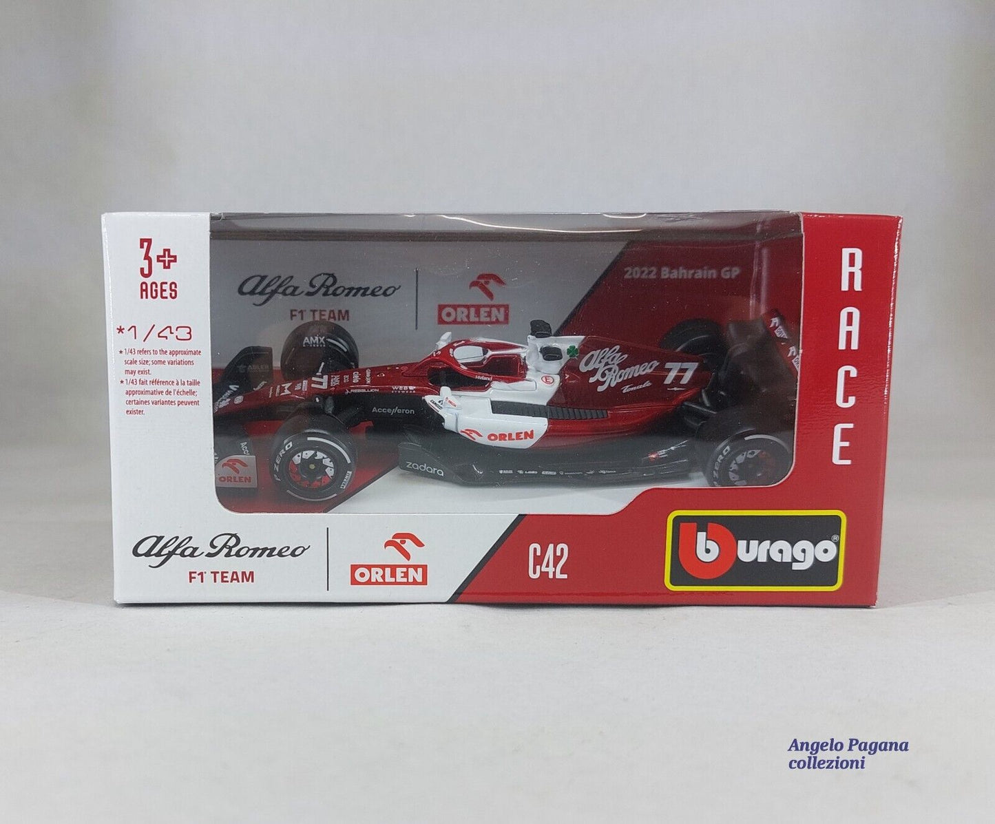 modellino auto 1:43 da formula 1 alfa romeo f1 team c42 n 77 valtteri bottas