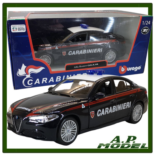 modellino auto alfa romeo giulia scala 1/24 dei carabinieri modellini burago