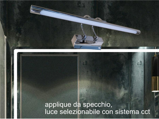 applique led per specchio camera bagno cromo 12w sistema cct 3 tonalità di luce