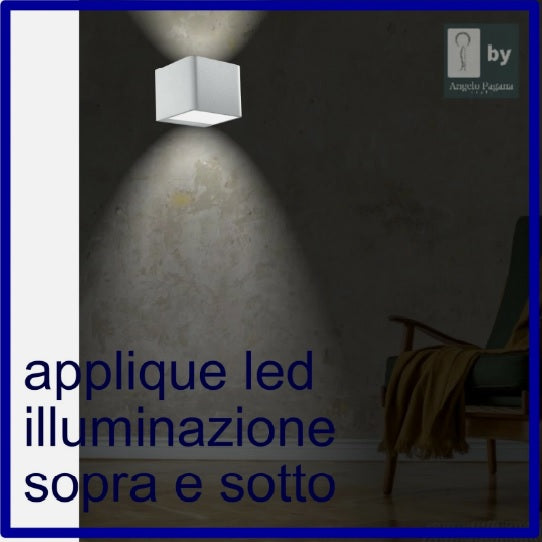 Applique LED parete interno cubico in alluminio per arredamento moderno