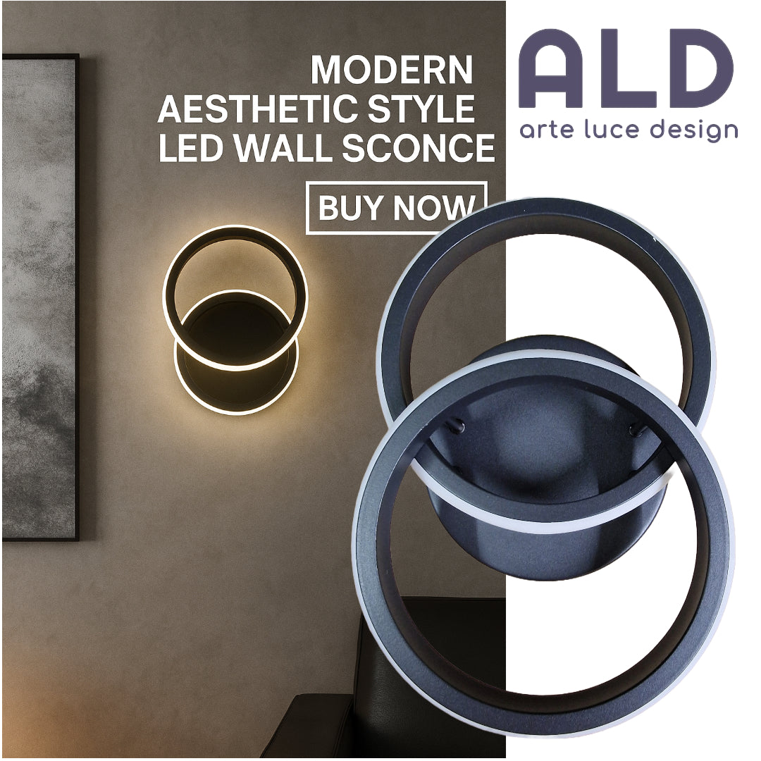 Applique led nero lampada da parete doppia emissione di luce 18w 3 tonalità luce