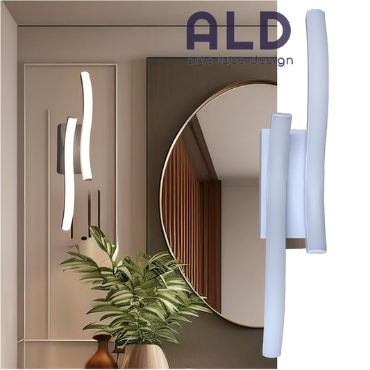 Applique led bianco lampada da parete doppia emissione 9w 3 tonalità luce