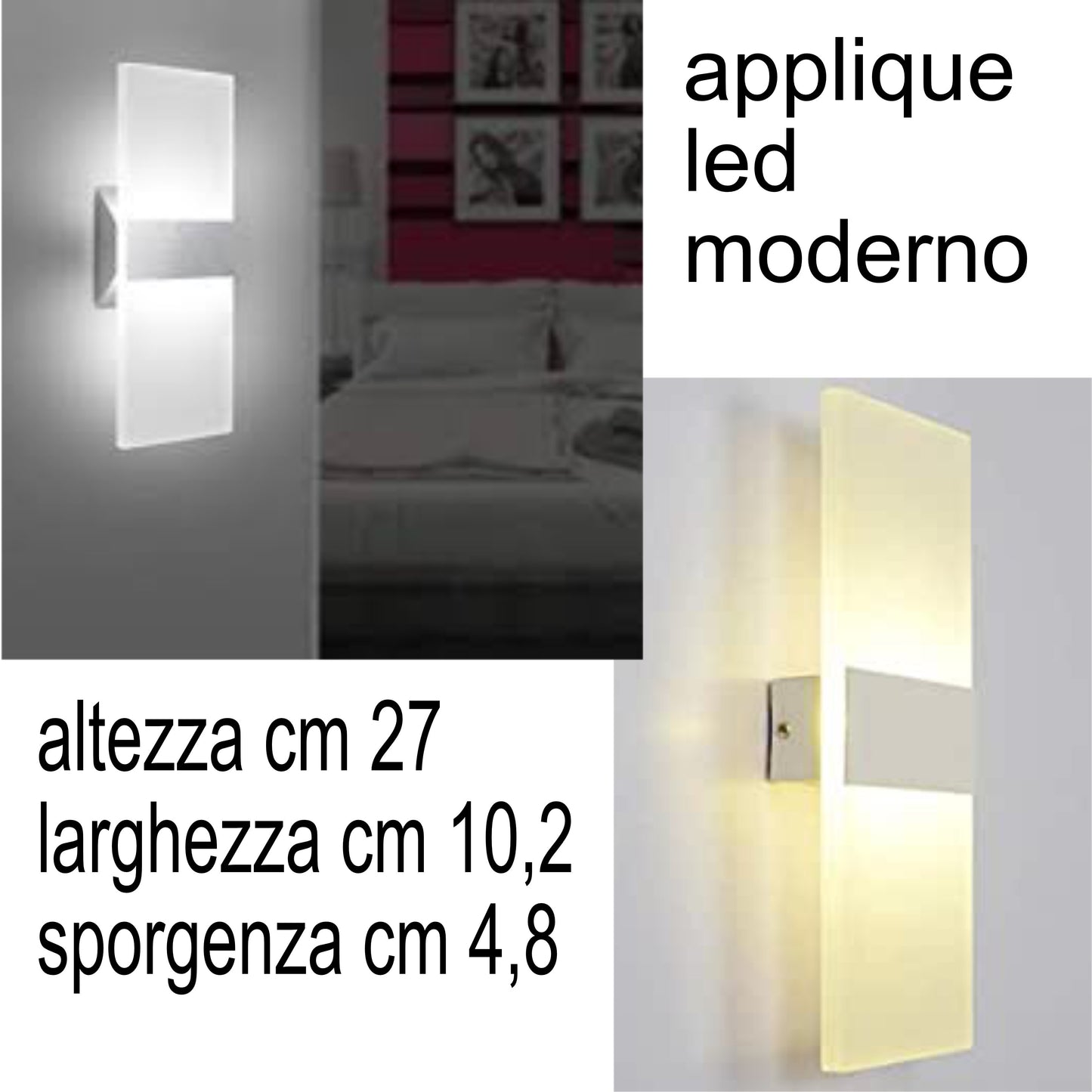 Applique led moderno lampada da parete a muro 8w per corridoio bagno soggiorno