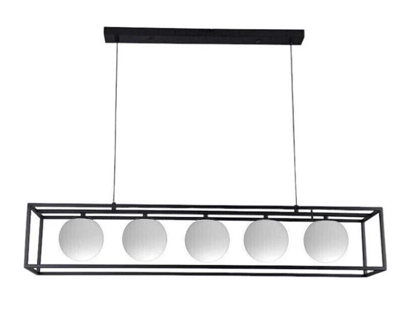 Lampadario moderno con sfere in vetro per cucina salone sospensione 5 luci g9