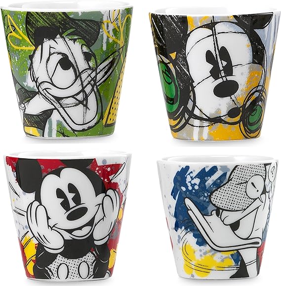 Set bicchierini da caffè ceramica Walt Disney topolino paperino collezione Egan