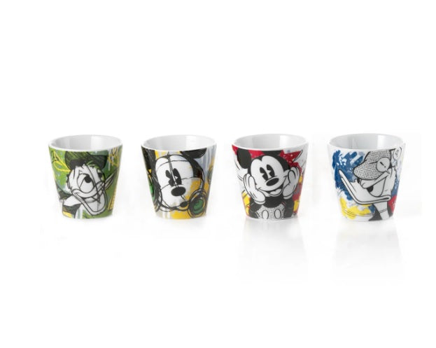 Set bicchierini da caffè ceramica Walt Disney topolino paperino collezione Egan