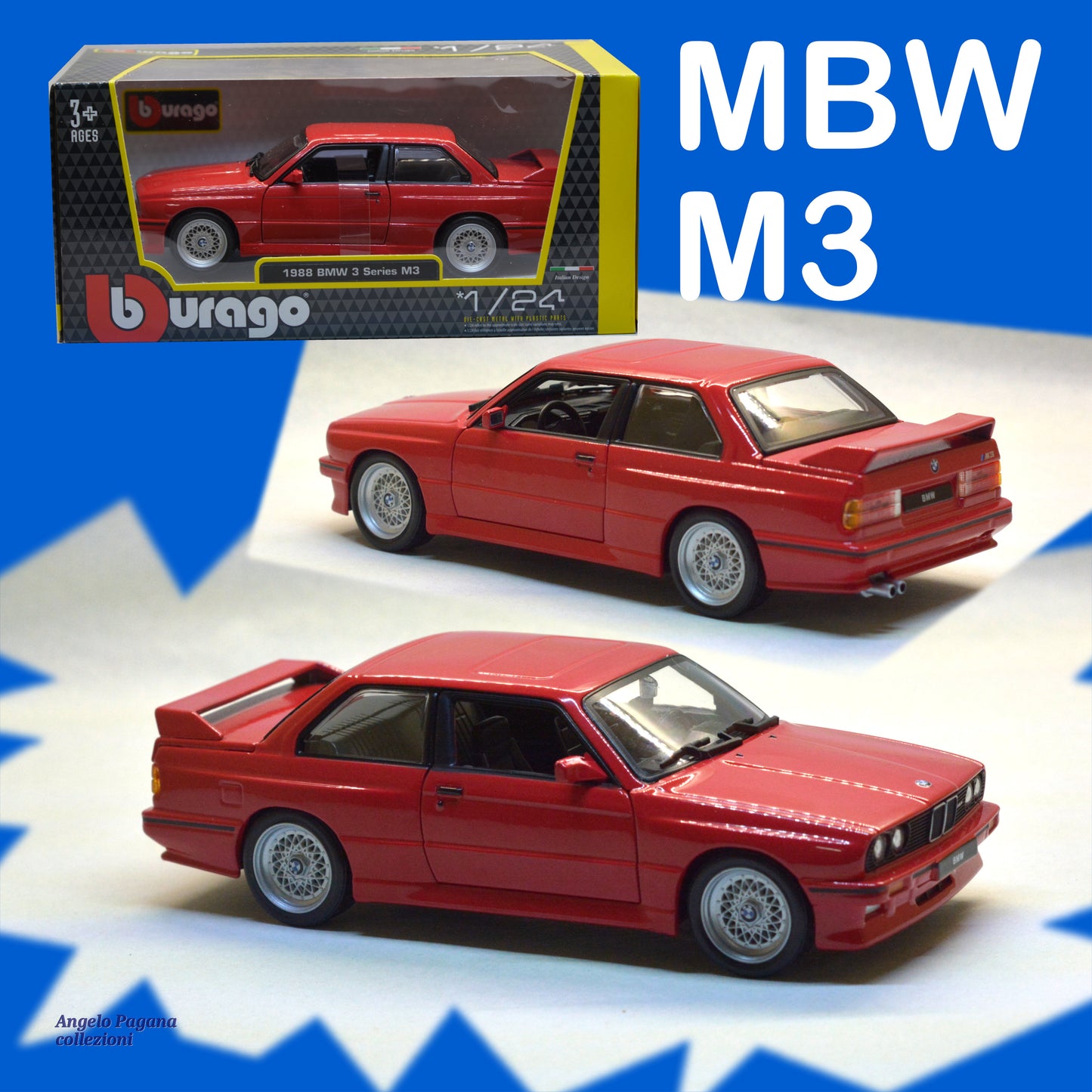 modellini auto vintage 1.24 modellino BMW M3 serie 3 e30 del 1988 burago