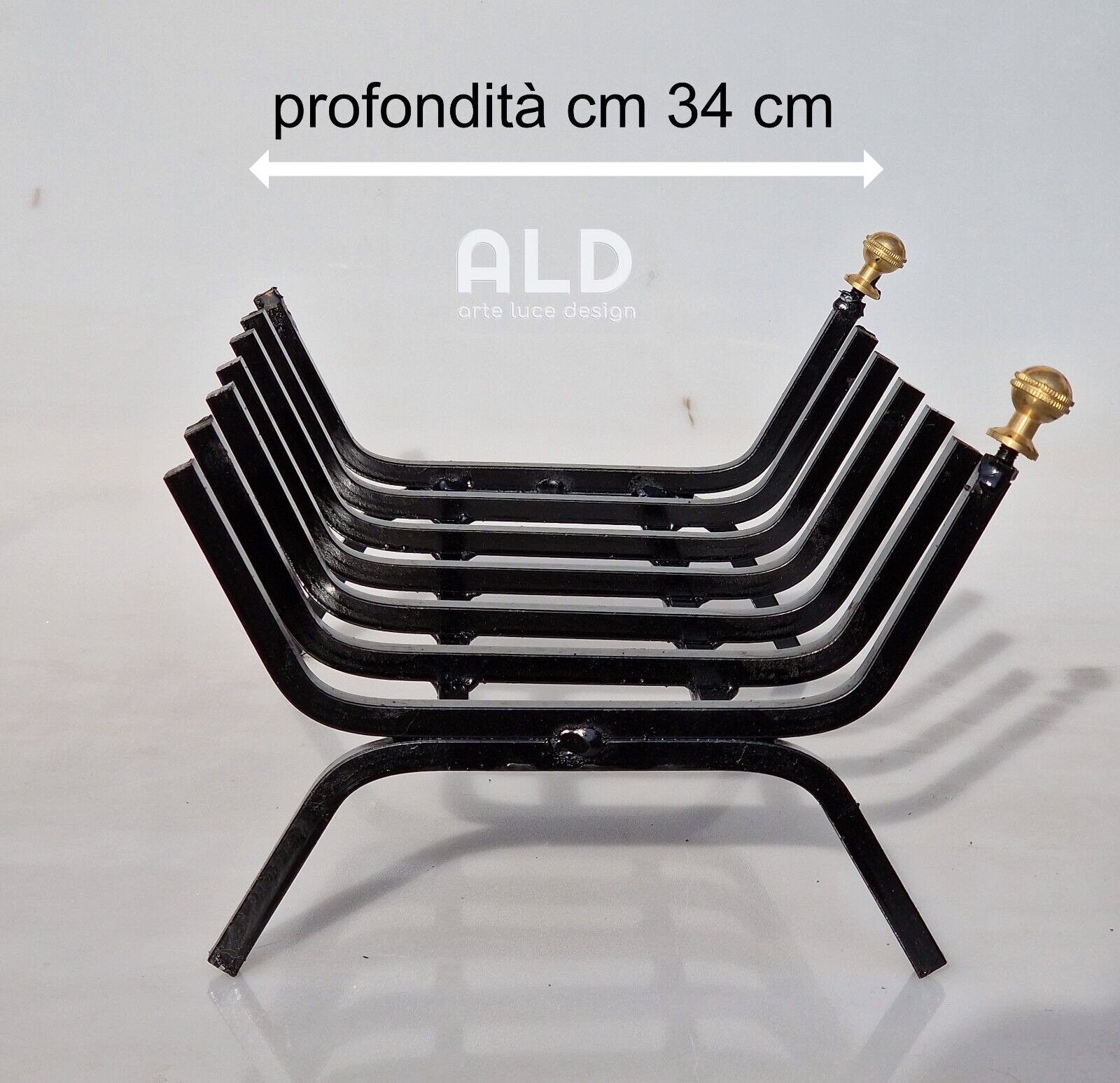 Porta Legna Per Camino E Barbecue In Ferro | 40x20 Cm, Nero - Practico E Resistente - Foto 8