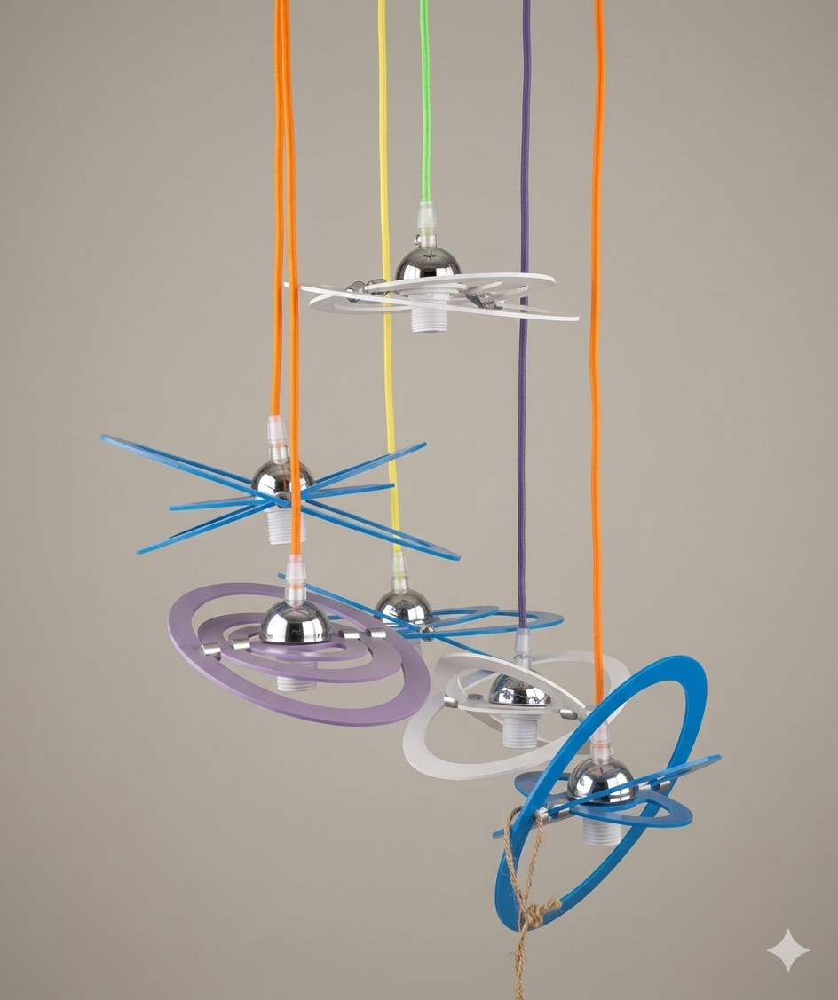 Lampadario a sospensione con ellissi regolabili per cameretta bambino ragazzo