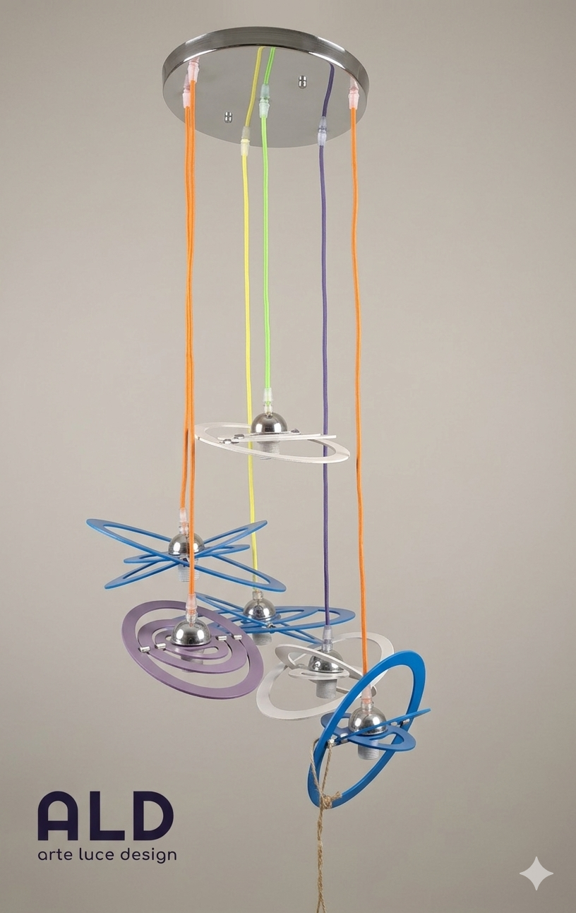 Lampadario a sospensione con ellissi regolabili per cameretta bambino ragazzo