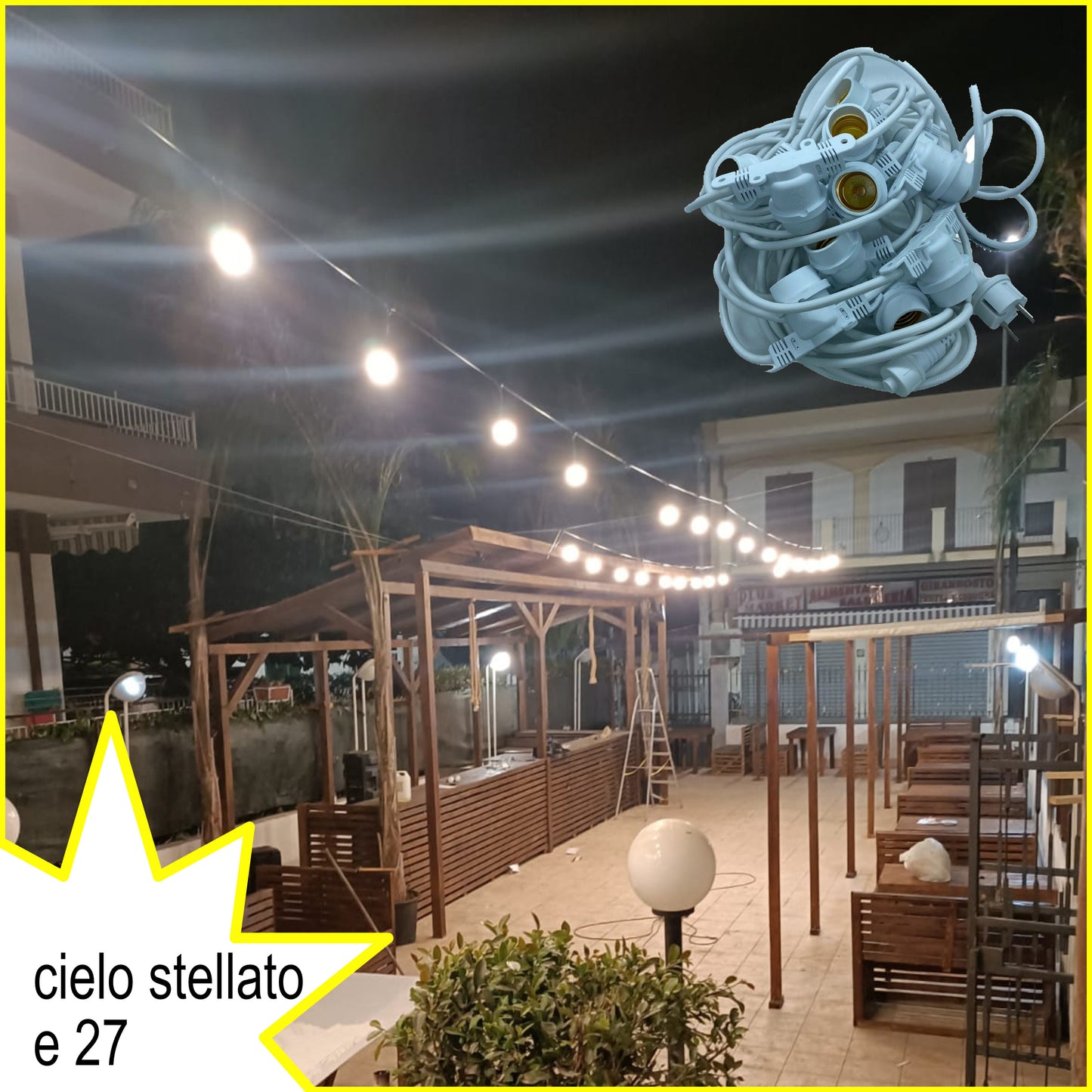 Catena luminosa da esterno impermeabile luci da giardino portalampada E27 11mt