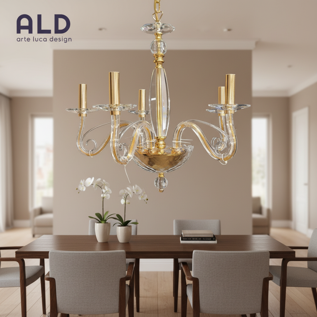 Lampadario di Cristallo per camera da letto salone sala da pranzo 5 luci e14