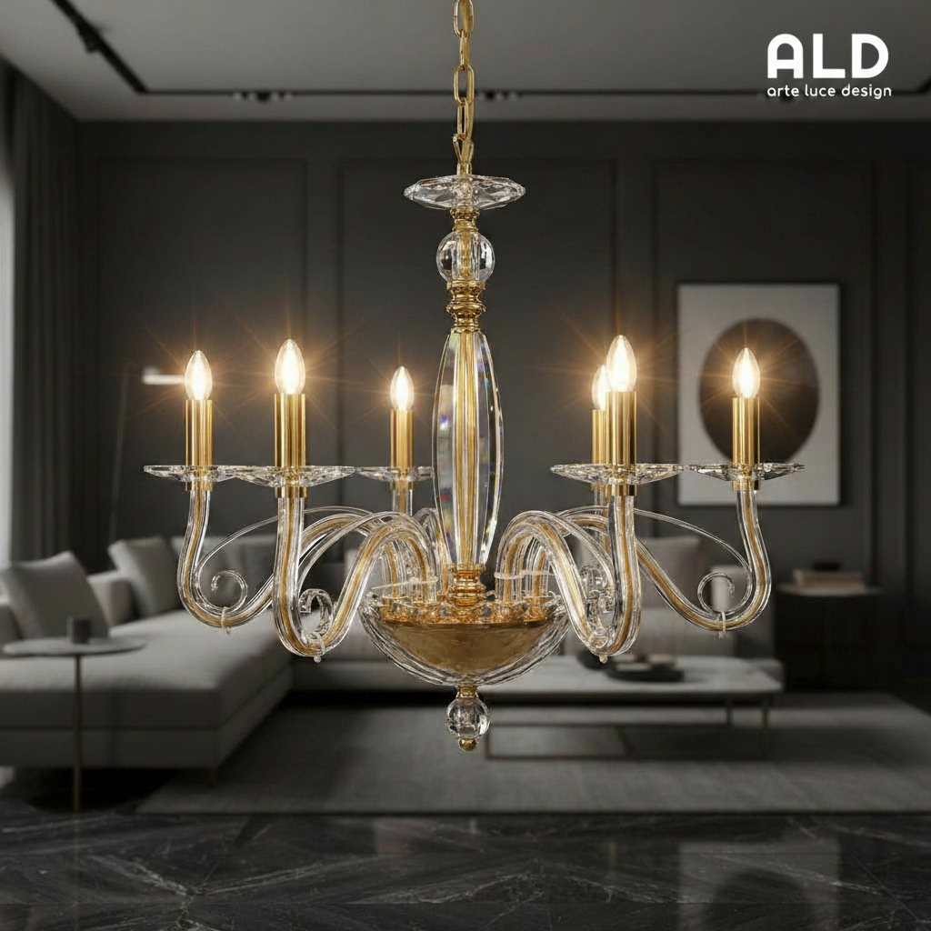 Lampadario di Cristallo per camera da letto salone sala da pranzo 5 luci e14