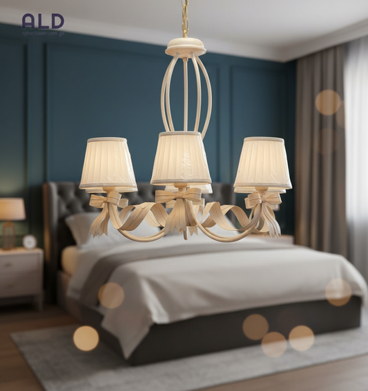 Lampadario classico in ferro battuto per camera da letto cameretta 5 luci e14