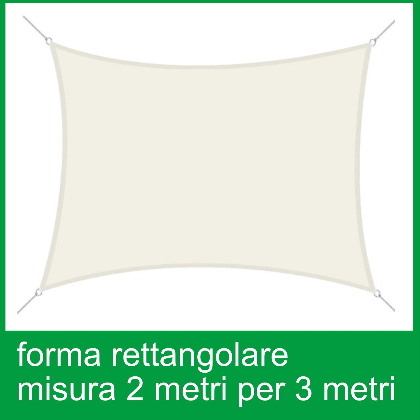 Vela telo tenda ombreggiante rettangolare 3x2 metri bianco parasole da giardino