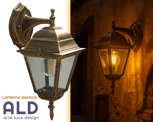 lanterna esterno applique classico da muro basso in alluminio lampada e27