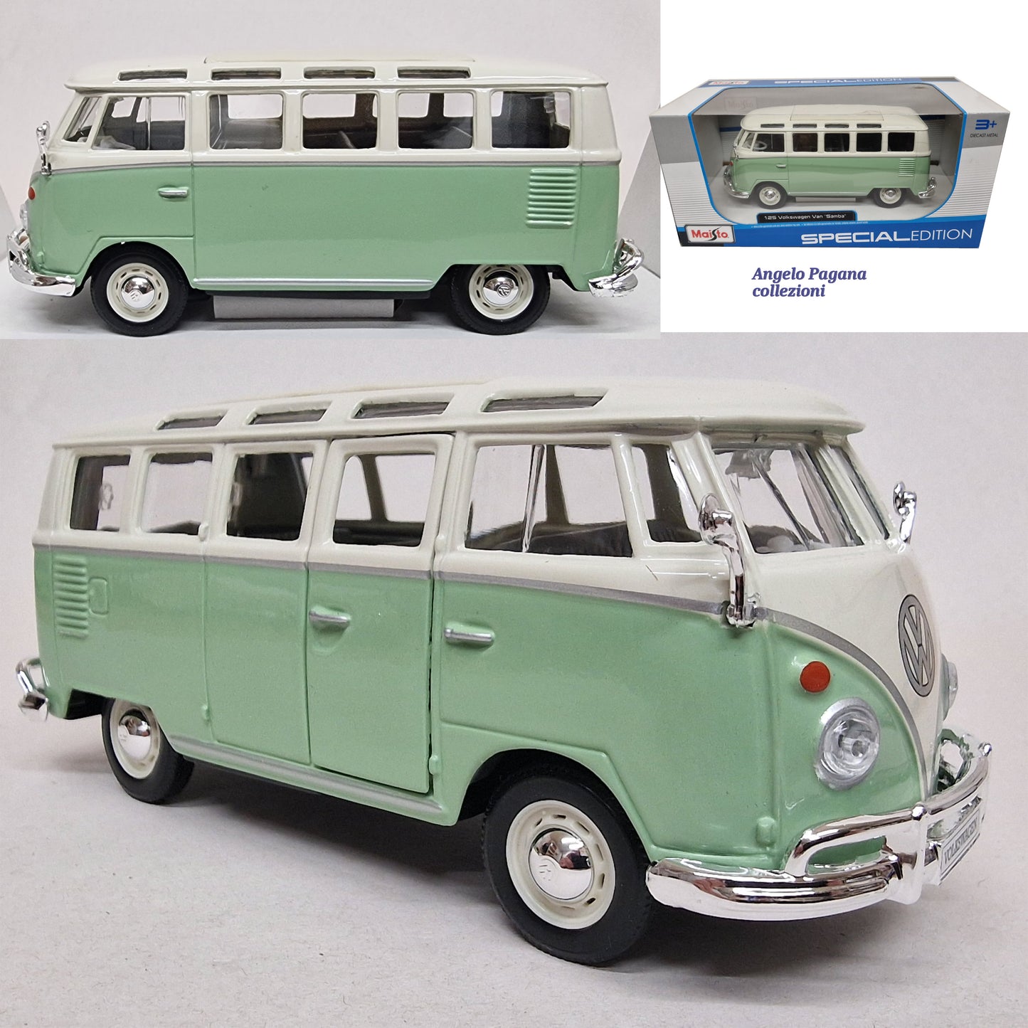 modellino fugone vintage Volkswagen van samba vw t1 scala 1:25 modellini 1/24