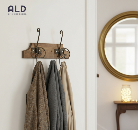 Appendi abiti da parete appendino a 2 posti bronzo attaccapanni in ferro battuto