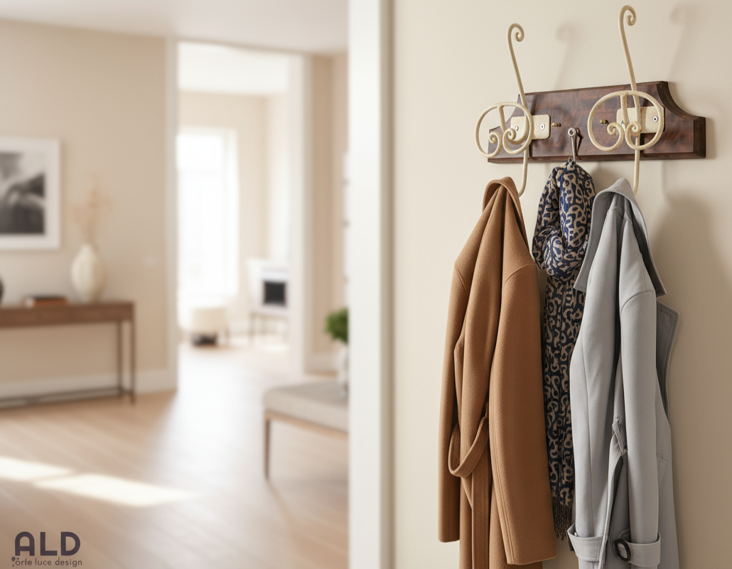 Appendi abiti da parete appendino a 2 posti avorio attaccapanni in ferro battuto