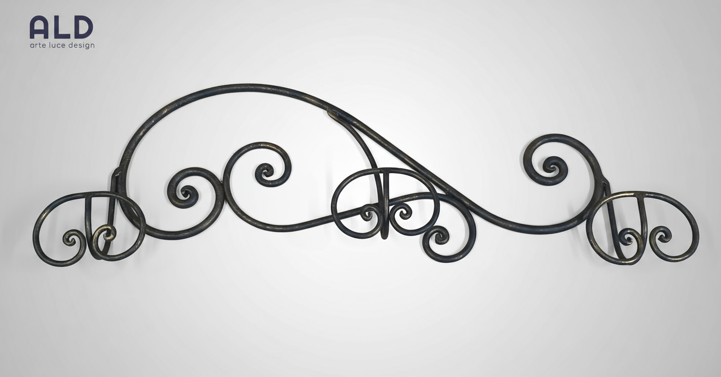 Appendiabiti da parete appendino da muro attaccapanni in ferro battuto a 3 ganci