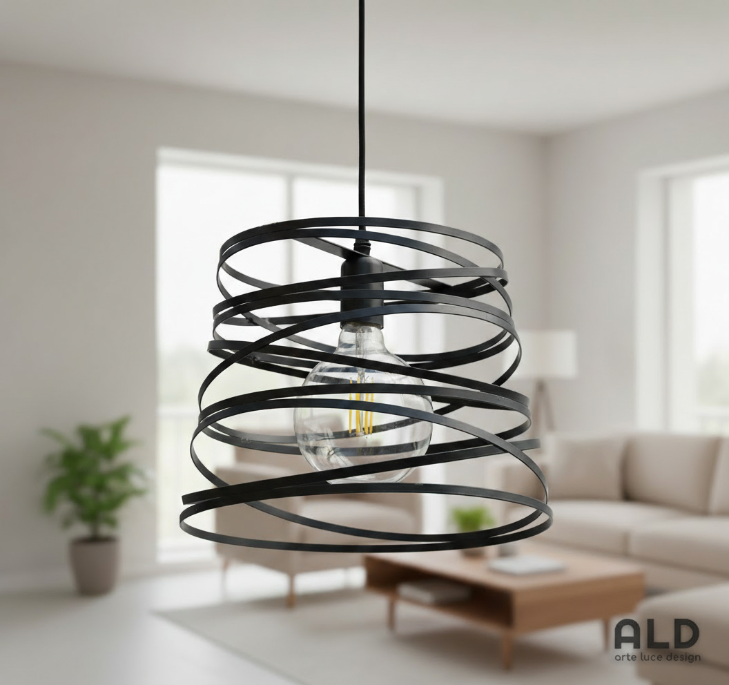 Lampadario traforato nero sospensione moderna cucina bagno cameretta camera da letto attacco E27