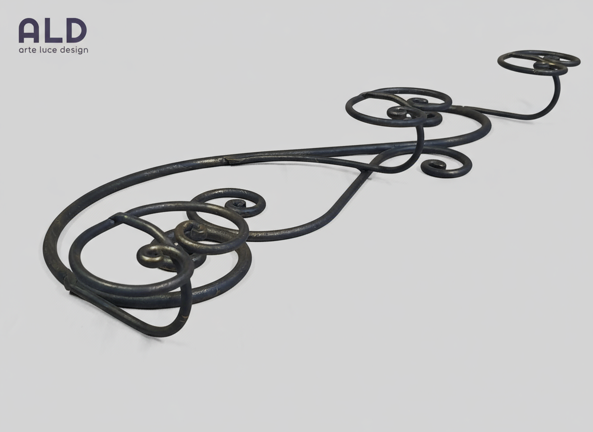 Appendiabiti da parete appendino da muro attaccapanni in ferro battuto a 3 ganci