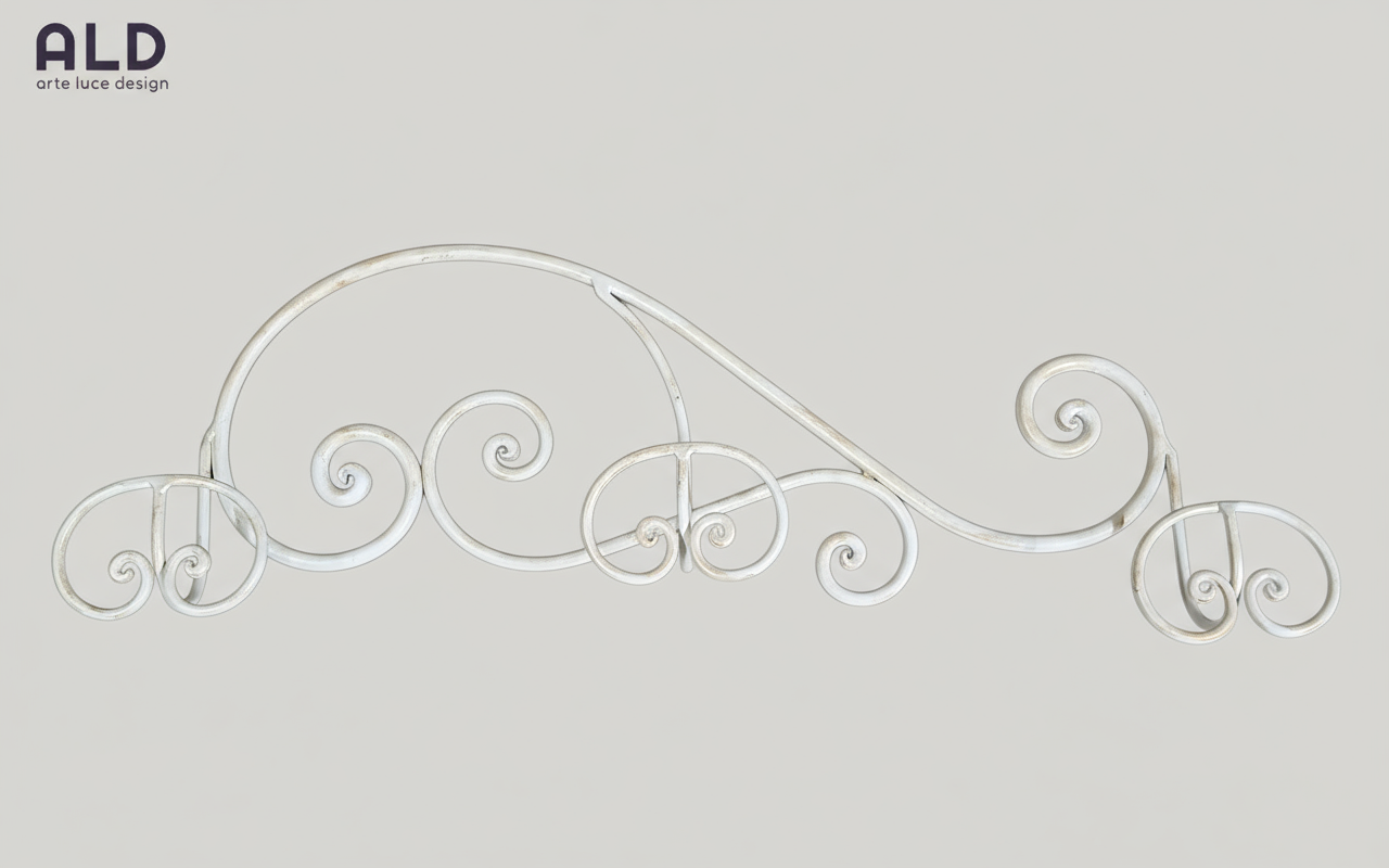 Appendiabiti da parete appendino da muro avorio e oro in ferro battuto a 3 ganci